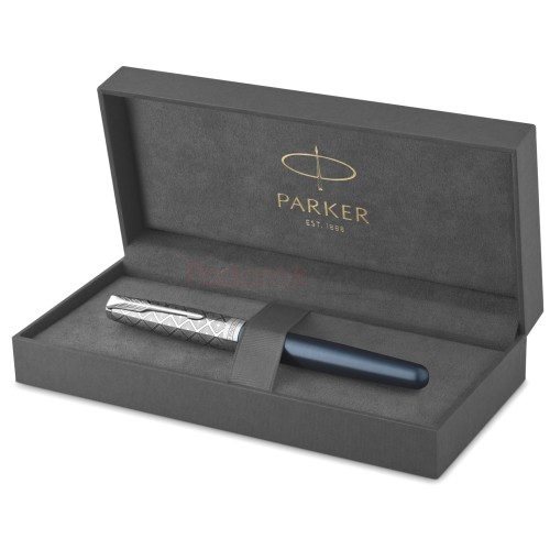 Ручка перьевая Parker Sonnet Premium F537, Metal Blue CT (Перо F)