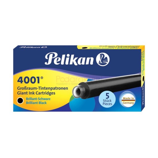 Картриджи с чернилами для перьевой ручки Pelikan INK 4001, Brilliant Black (длинные, 5 шт)